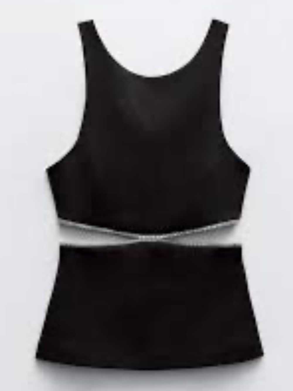 Zara Black Tank Top with Rhinestone Cutout Trim - Picture 5 of 9